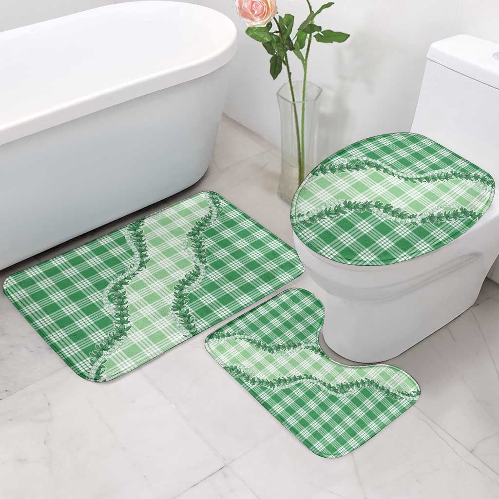 Green Hawaii Palaka Bathroom Set Hawaiian Pikake Lei