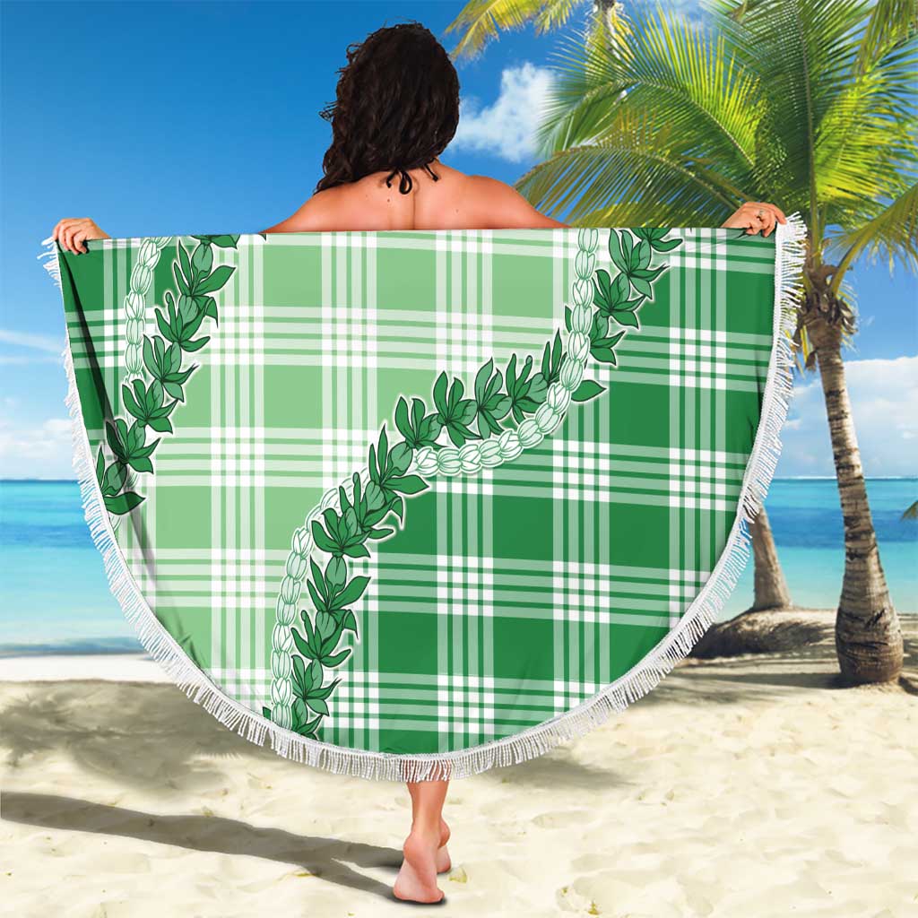 Green Hawaii Palaka Beach Blanket Hawaiian Pikake Lei