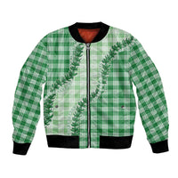 Green Hawaii Palaka Bomber Jacket Hawaiian Pikake Lei