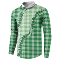 Green Hawaii Palaka Button Sweatshirt Hawaiian Pikake Lei