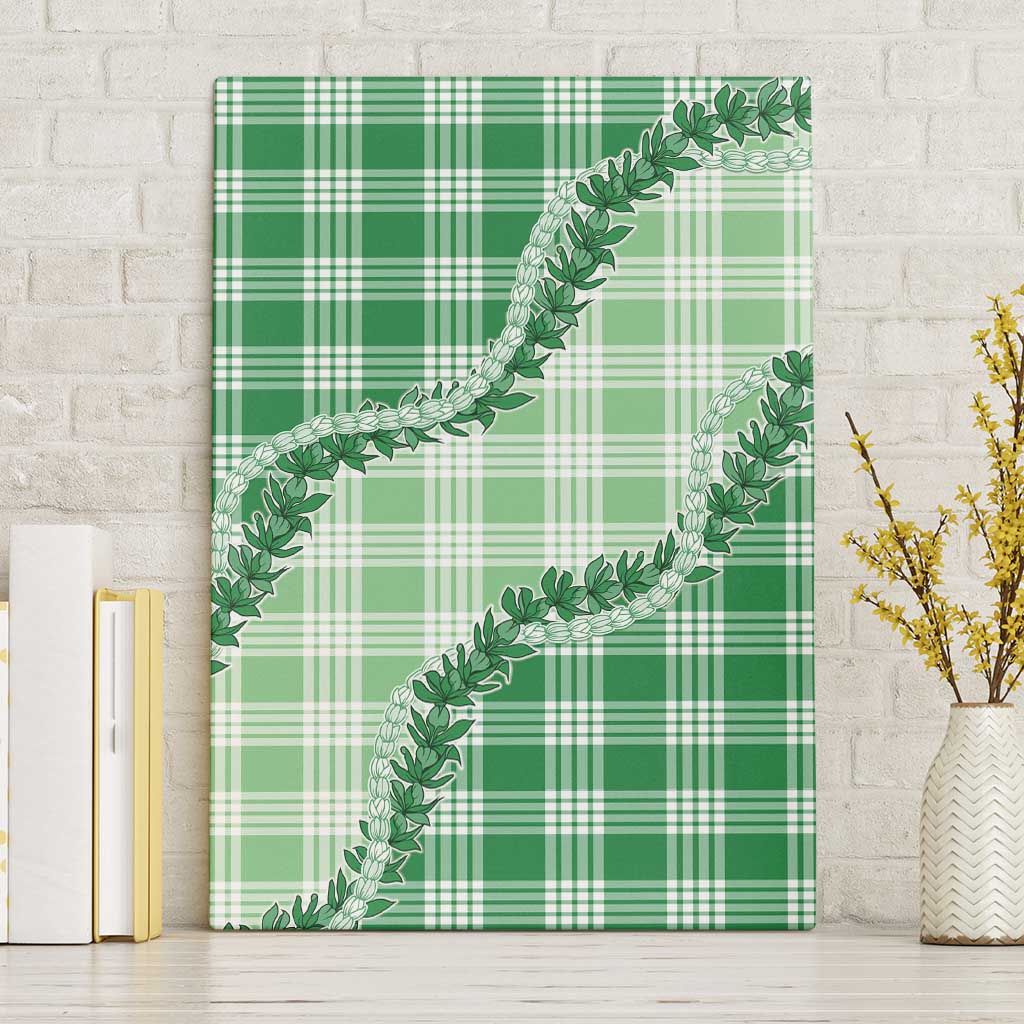 Green Hawaii Palaka Canvas Wall Art Hawaiian Pikake Lei