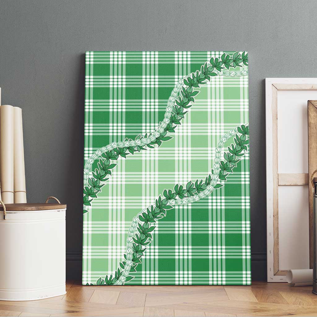 Green Hawaii Palaka Canvas Wall Art Hawaiian Pikake Lei