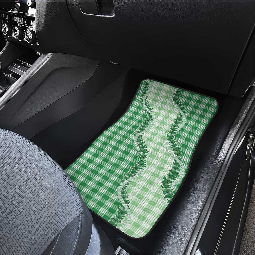 Green Hawaii Palaka Car Mats Hawaiian Pikake Lei