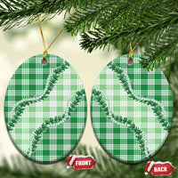 Green Hawaii Palaka Ceramic Ornament Hawaiian Pikake Lei LT05 Oval Green - Polynesian Pride