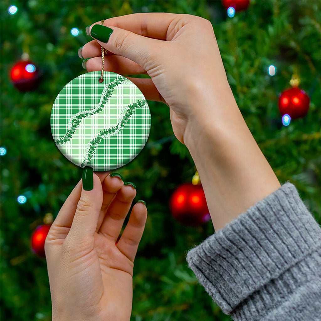 Green Hawaii Palaka Ceramic Ornament Hawaiian Pikake Lei LT05 - Polynesian Pride