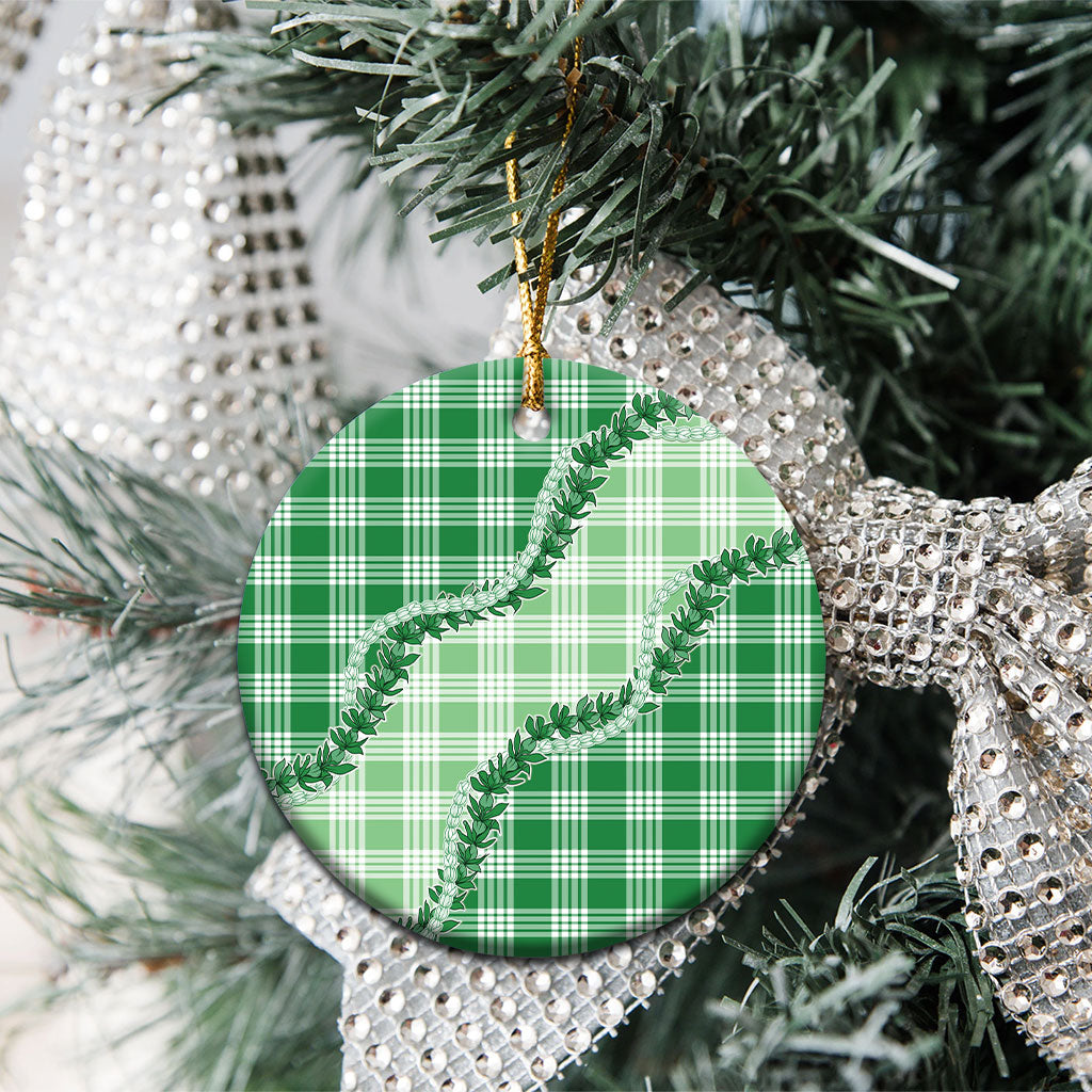 Green Hawaii Palaka Ceramic Ornament Hawaiian Pikake Lei LT05 - Polynesian Pride
