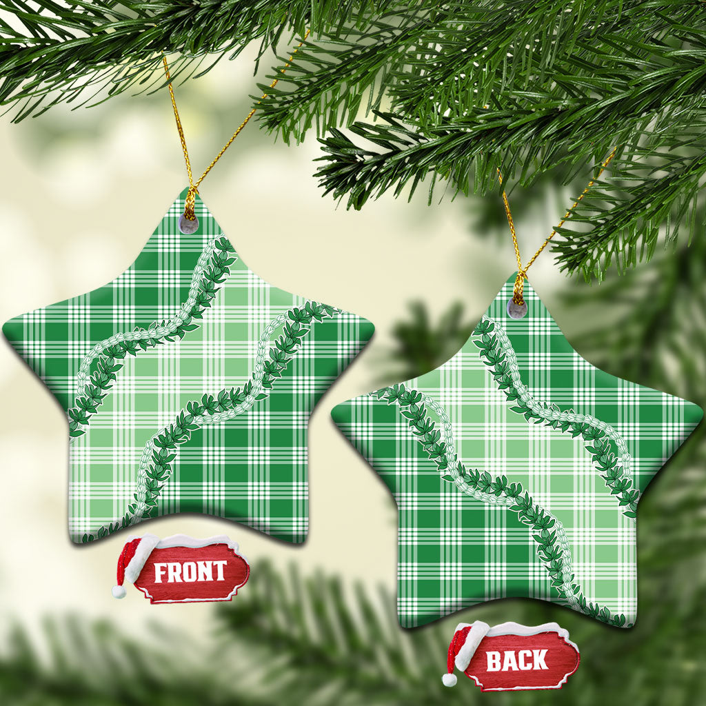 Green Hawaii Palaka Ceramic Ornament Hawaiian Pikake Lei LT05 Star Green - Polynesian Pride