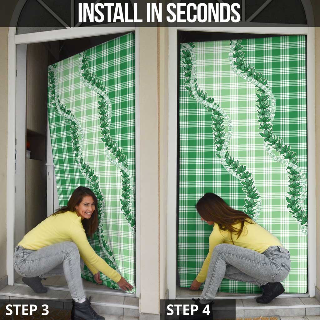 Green Hawaii Palaka Door Cover Hawaiian Pikake Lei