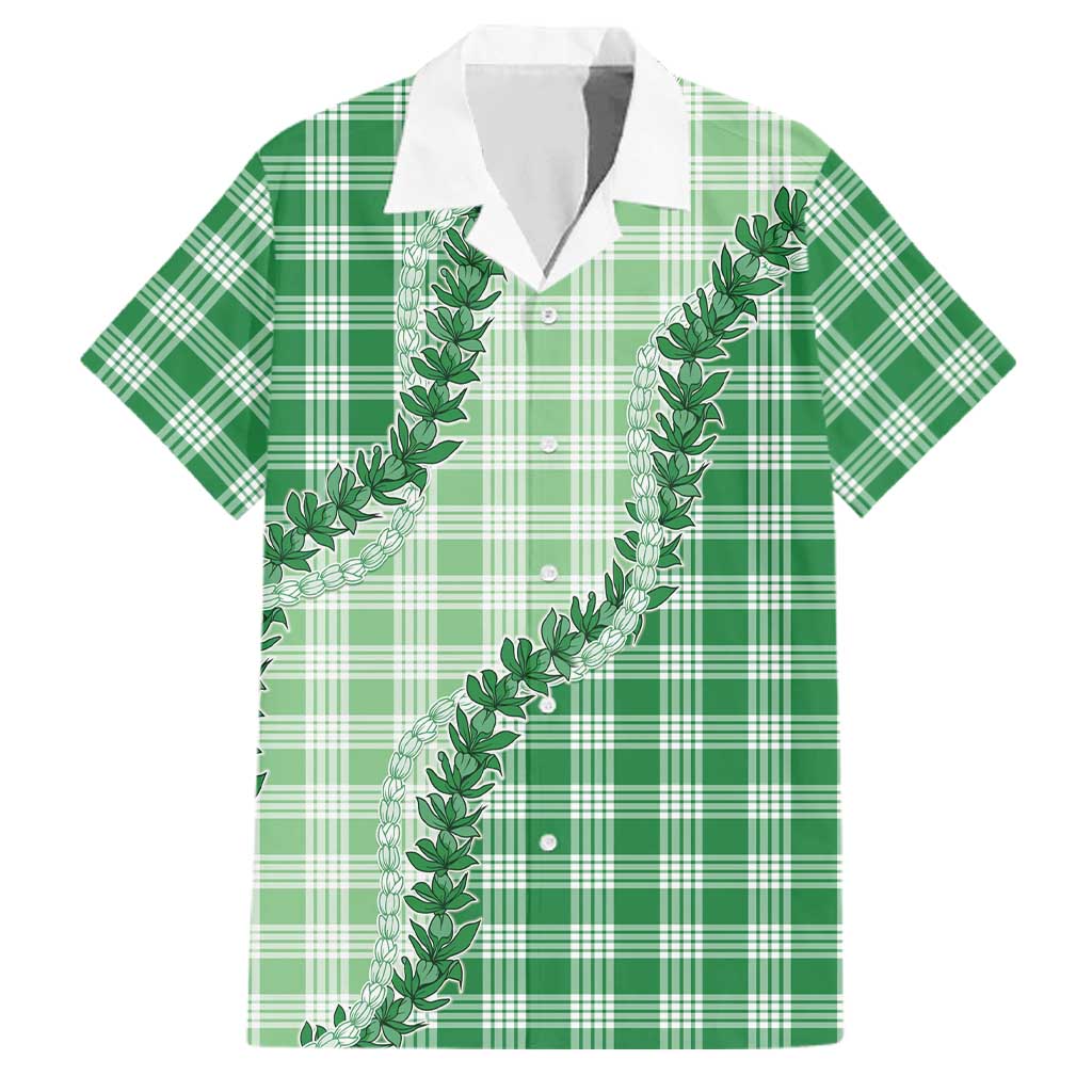Green Hawaii Palaka Family Matching Mermaid Dress and Hawaiian Shirt Hawaiian Pikake Lei LT05 Dad's Shirt - Short Sleeve Green - Polynesian Pride