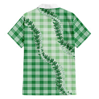 Green Hawaii Palaka Family Matching Off Shoulder Maxi Dress and Hawaiian Shirt Hawaiian Pikake Lei LT05 - Polynesian Pride