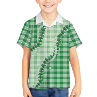 Green Hawaii Palaka Family Matching Off Shoulder Maxi Dress and Hawaiian Shirt Hawaiian Pikake Lei LT05 Son's Shirt Green - Polynesian Pride