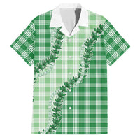 Green Hawaii Palaka Family Matching Summer Maxi Dress and Hawaiian Shirt Hawaiian Pikake Lei LT05 Dad's Shirt - Short Sleeve Green - Polynesian Pride
