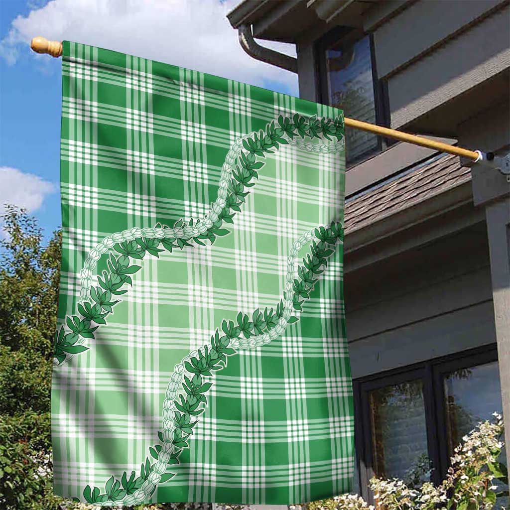 Green Hawaii Palaka Garden Flag Hawaiian Pikake Lei