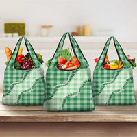 Green Hawaii Palaka Grocery Bag Hawaiian Pikake Lei
