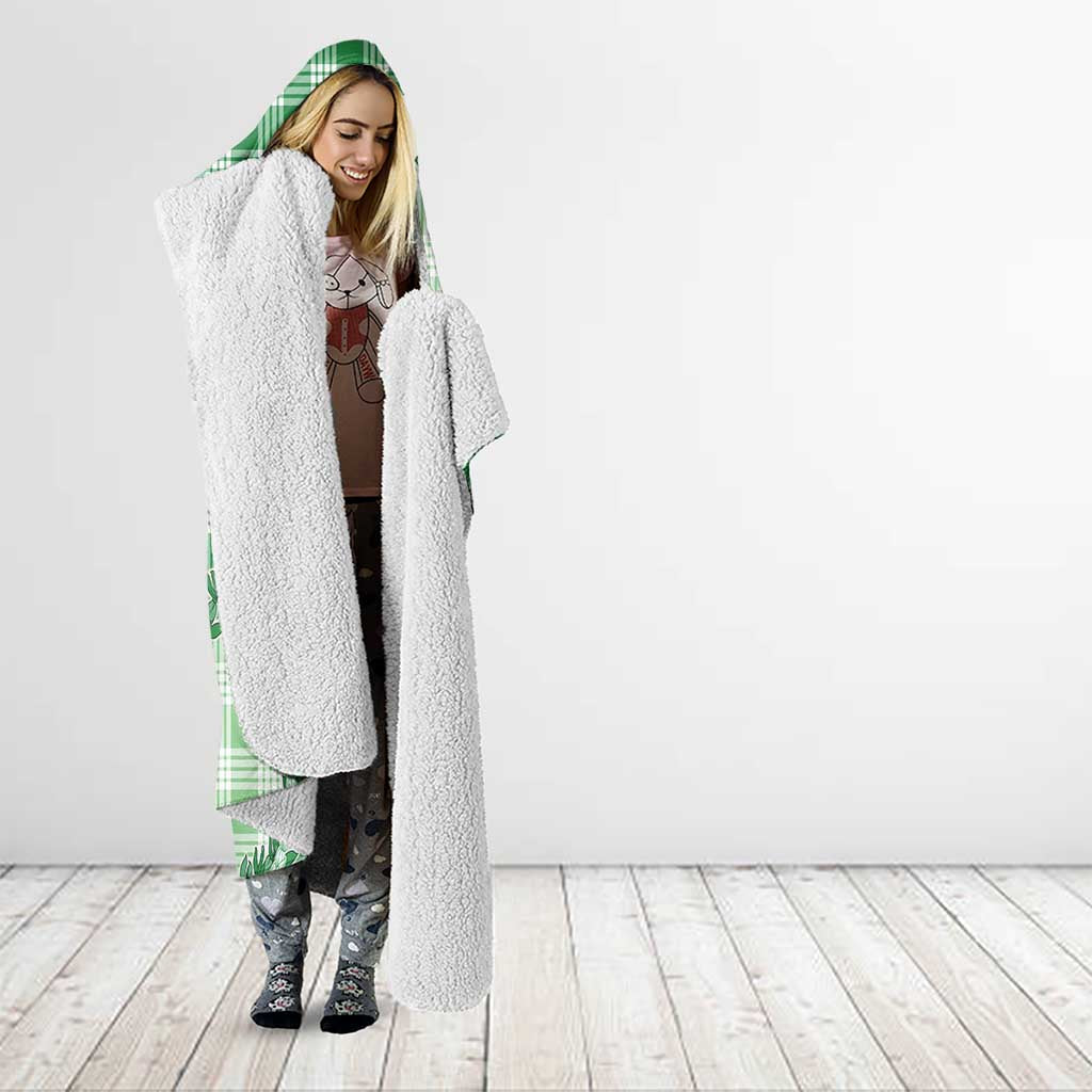 Green Hawaii Palaka Hooded Blanket Hawaiian Pikake Lei