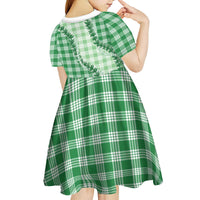 Green Hawaii Palaka Kid Short Sleeve Dress Hawaiian Pikake Lei