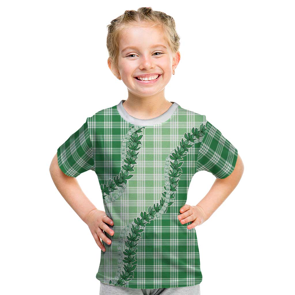 Green Hawaii Palaka Kid T Shirt Hawaiian Pikake Lei