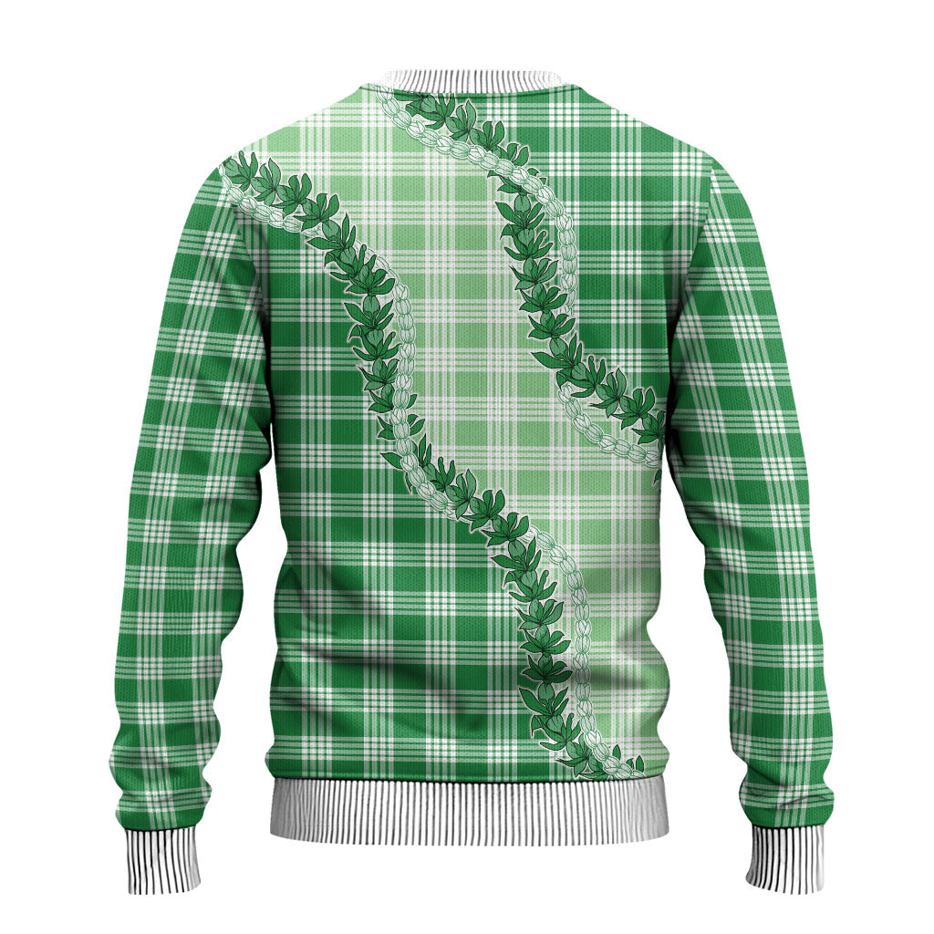 Green Hawaii Palaka Ugly Christmas Sweater Hawaiian Pikake Lei LT05 - Polynesian Pride