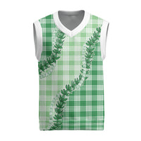 Green Hawaii Palaka Christmas Knitted V-Neck Vest Hawaiian Pikake Lei LT05 Green - Polynesian Pride