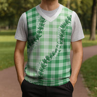Green Hawaii Palaka Christmas Knitted V-Neck Vest Hawaiian Pikake Lei LT05 - Polynesian Pride