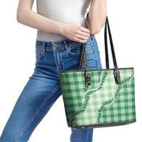Green Hawaii Palaka Leather Tote Bag Hawaiian Pikake Lei