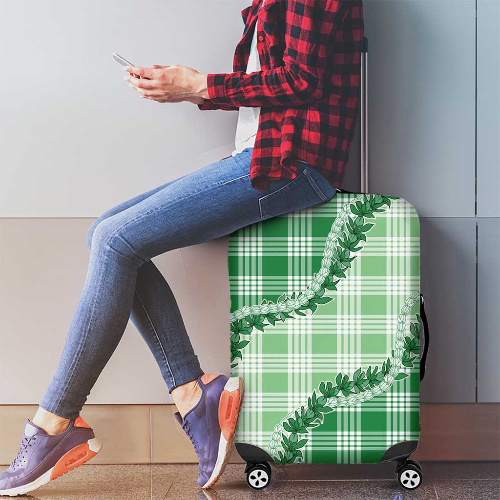 Green Hawaii Palaka Luggage Cover Hawaiian Pikake Lei