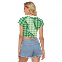 Green Hawaii Palaka Raglan Cropped T Shirt Hawaiian Pikake Lei