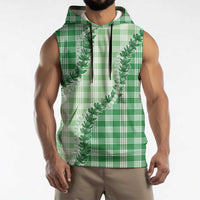Green Hawaii Palaka Sleeveless Hoodie Hawaiian Pikake Lei