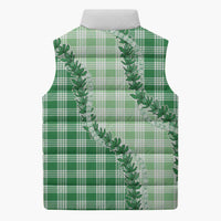 Green Hawaii Palaka Sleeveless Puffer Jacket Hawaiian Pikake Lei