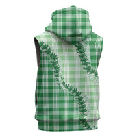 Green Hawaii Palaka Sleeveless Zip Hoodie Hawaiian Pikake Lei