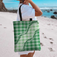 Green Hawaii Palaka Tote Bag Hawaiian Pikake Lei