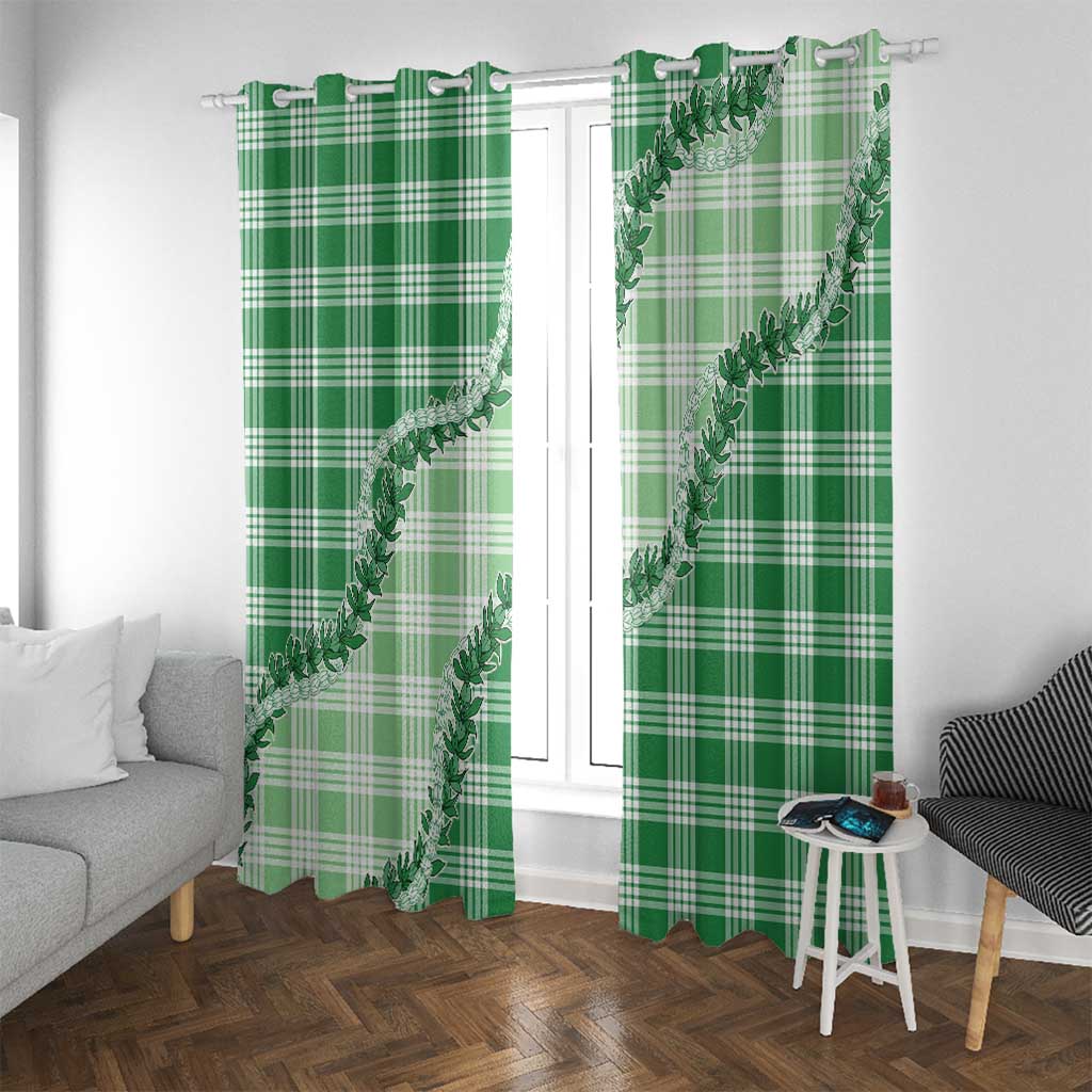 Green Hawaii Palaka Window Curtain Hawaiian Pikake Lei