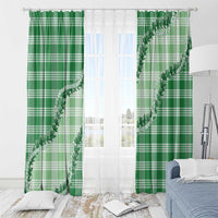 Green Hawaii Palaka Window Curtain Hawaiian Pikake Lei