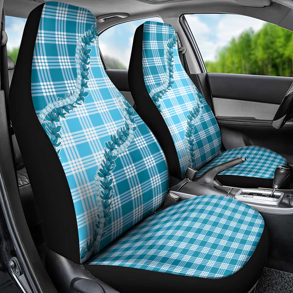 Blue Hawaii Palaka Car Seat Cover Hawaiian Pikake Lei