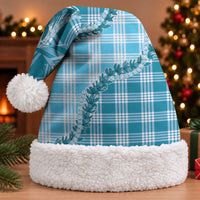 Blue Hawaii Palaka Christmas Santa Hat Hawaiian Pikake Lei LT05 With Fur Blue - Polynesian Pride