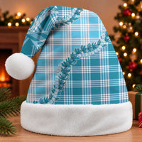 Blue Hawaii Palaka Christmas Santa Hat Hawaiian Pikake Lei LT05 Without Fur Blue - Polynesian Pride