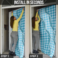 Blue Hawaii Palaka Door Cover Hawaiian Pikake Lei