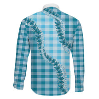 Blue Hawaii Palaka Family Matching Long Sleeve Bodycon Dress and Hawaiian Shirt Hawaiian Pikake Lei LT05 - Polynesian Pride