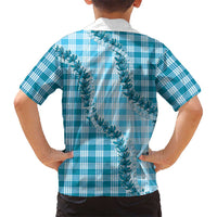 Blue Hawaii Palaka Family Matching Summer Maxi Dress and Hawaiian Shirt Hawaiian Pikake Lei LT05 - Polynesian Pride