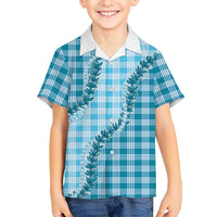 Blue Hawaii Palaka Family Matching Summer Maxi Dress and Hawaiian Shirt Hawaiian Pikake Lei LT05 Son's Shirt Blue - Polynesian Pride