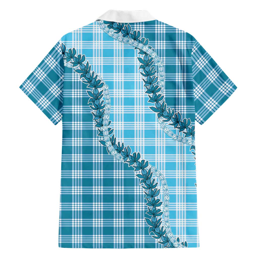 Blue Hawaii Palaka Family Matching Tank Maxi Dress and Hawaiian Shirt Hawaiian Pikake Lei LT05 - Polynesian Pride