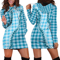 Blue Hawaii Palaka Hoodie Dress Hawaiian Pikake Lei