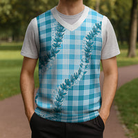 Blue Hawaii Palaka Christmas Knitted V-Neck Vest Hawaiian Pikake Lei LT05 - Polynesian Pride