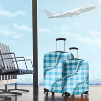 Blue Hawaii Palaka Luggage Cover Hawaiian Pikake Lei