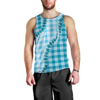 Blue Hawaii Palaka Men Tank Top Hawaiian Pikake Lei