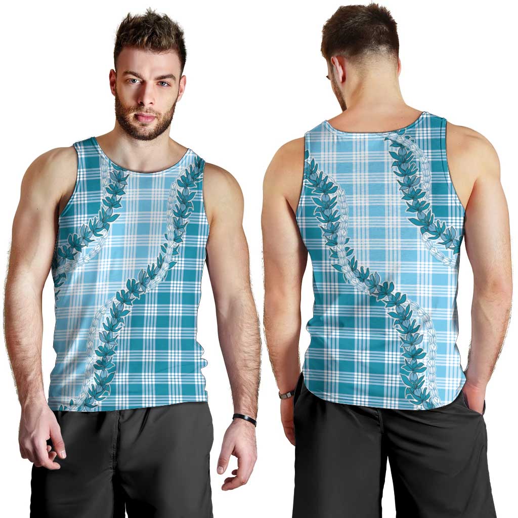 Blue Hawaii Palaka Men Tank Top Hawaiian Pikake Lei