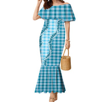 Blue Hawaii Palaka Mermaid Dress Hawaiian Pikake Lei