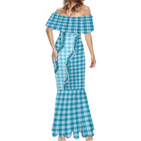 Blue Hawaii Palaka Mermaid Dress Hawaiian Pikake Lei