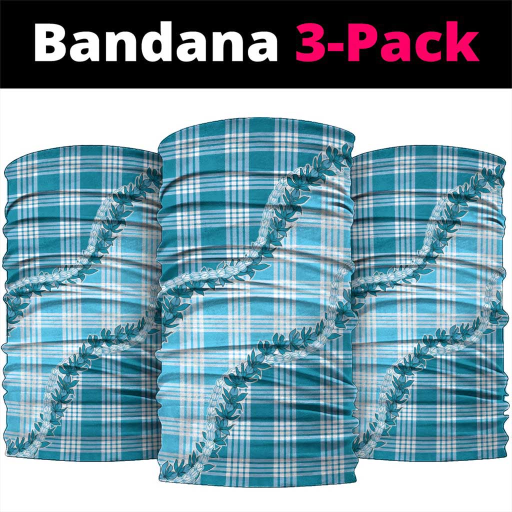 Blue Hawaii Palaka Neck Gaiter Hawaiian Pikake Lei