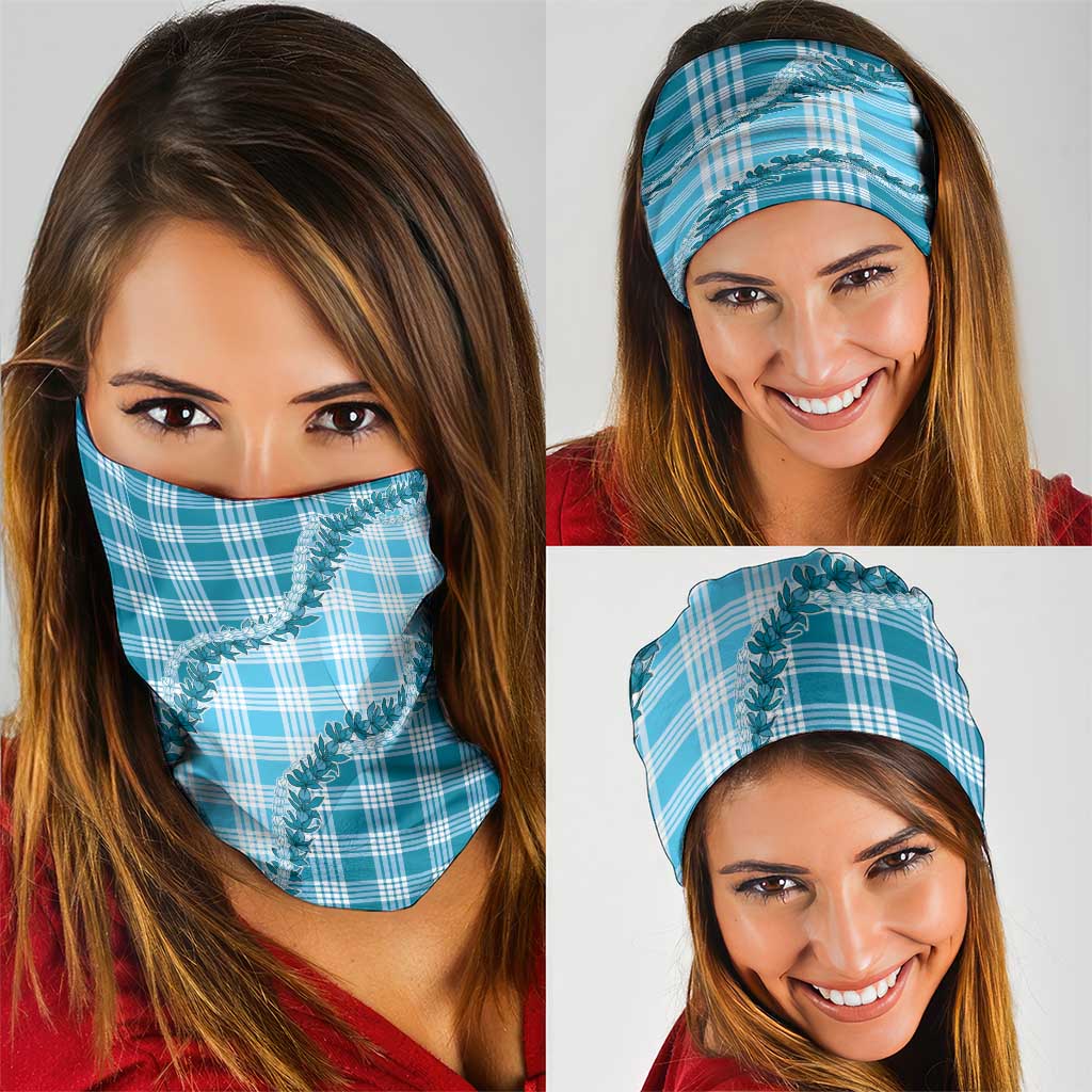 Blue Hawaii Palaka Neck Gaiter Hawaiian Pikake Lei